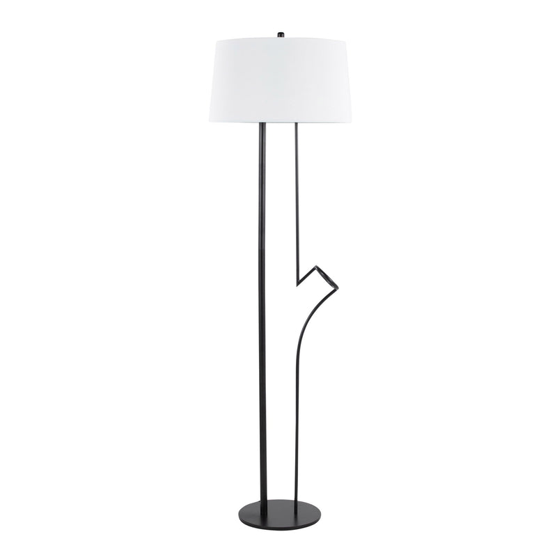 Lumi Source Shadow contemporary floor lamp with black and white geometric design standing on a room floor