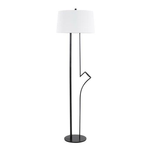 Lumi Source Shadow contemporary floor lamp with black and white geometric design standing on a room floor
