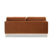 Jennifer Taylor Home Pasadena Modern Farmhouse Sofa in beige with plush cushions and wooden legs, showcasing a stylish stationary sofa.