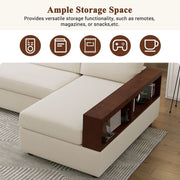 Noble House stationary sectional sofa with upholstered cushions and reversible armrests, ideal for modern living room seating.