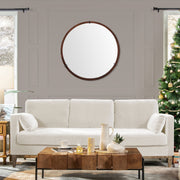 Hausen - Mid-Century Modern Round Accent Wall Mirror - Brown Walnut - R&R Furniture Gallery (Fountain Valley, CA)