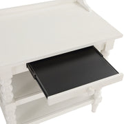 Aria - Nightstand With Styling, 2 Shelves, Pull Out Tray, Spool Turned Legs - Antique White - R&R Furniture Gallery (Fountain Valley, CA)