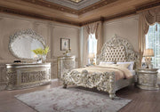Sorina - Eastern King Bed - Synthetic Leather & Antique Gold - R&R Furniture Gallery (Fountain Valley, CA)