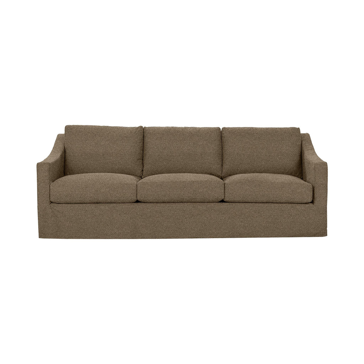 Classic Home Kipton upholstered stationary sofa with plush fabric, featuring a modern design and comfortable seating in a living room setting.