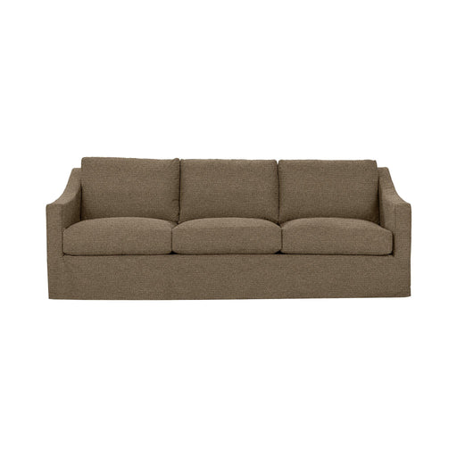Classic Home Kipton upholstered stationary sofa with plush fabric, featuring a modern design and comfortable seating in a living room setting.