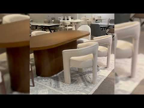 Gamarya - Side Chair (Set of 2) - White Fabric & Oak - R&R Furniture Gallery (Fountain Valley, CA)