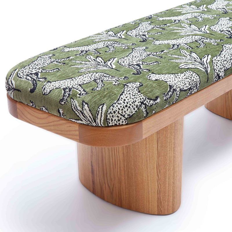Upholstered Ollie Bench by TOV Furniture with a sleek design and soft fabric, perfect for entryways or living room seating.