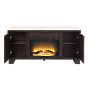 Edwyn - Server With Fireplace - Natural Marble Top & Espresso - R&R Furniture Gallery (Fountain Valley, CA)