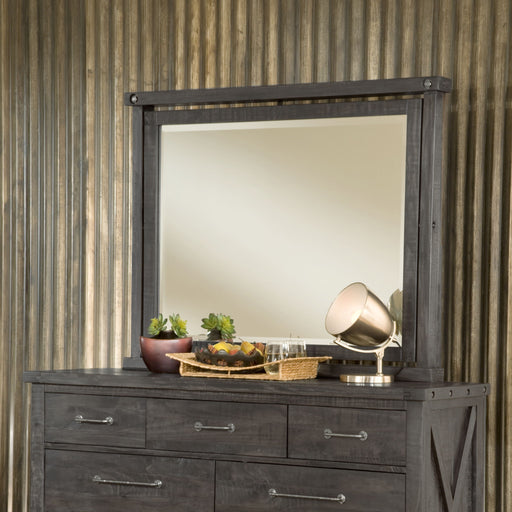 Modus Yosemite solid wood mirror in cafe finish, standalone design with a natural wood frame and sleek surface.