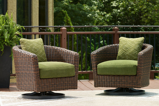 Horizon Hall - Swivel Lounge With Cushion - Brown / Green - R&R Furniture Gallery (Fountain Valley, CA)