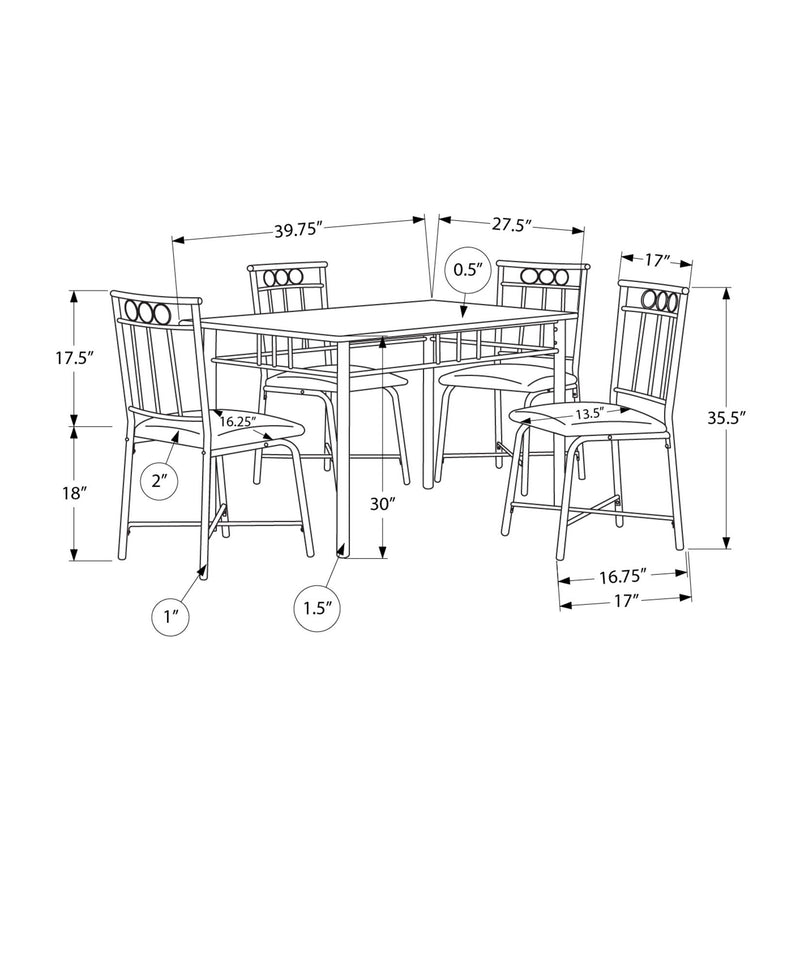5 Pieces Dining Table Set, Small, Rectangular - R&R Furniture Gallery (Fountain Valley, CA)