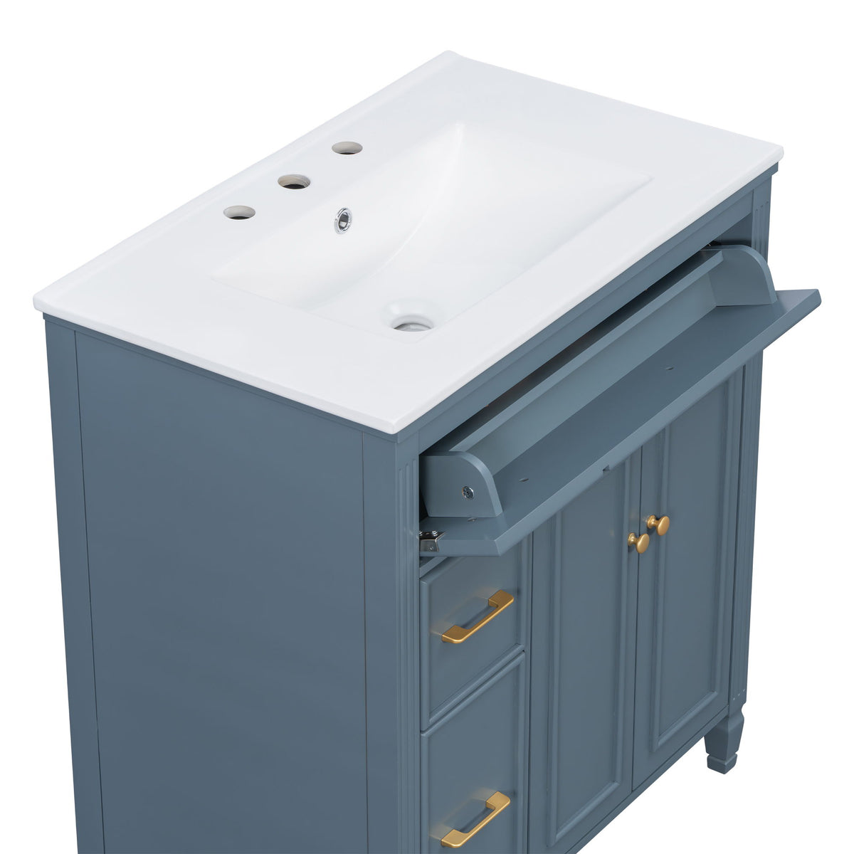 Freestanding Bathroom Vanity With Sink, Soft Close Door, Tip Out Drawer