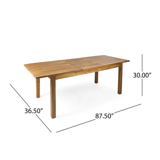 Wilson - Expandable Dining Table With Slat Design - Teak Acacia Wood - R&R Furniture Gallery (Fountain Valley, CA)