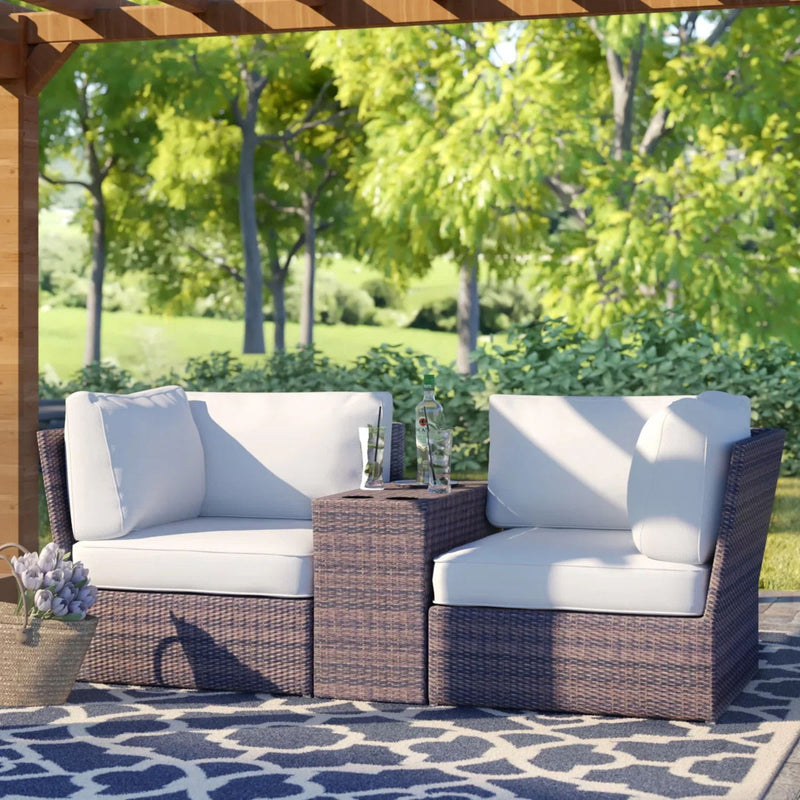 Outdoor Wicker Loveseat With Cushions - R&R Furniture Gallery (Fountain Valley, CA)