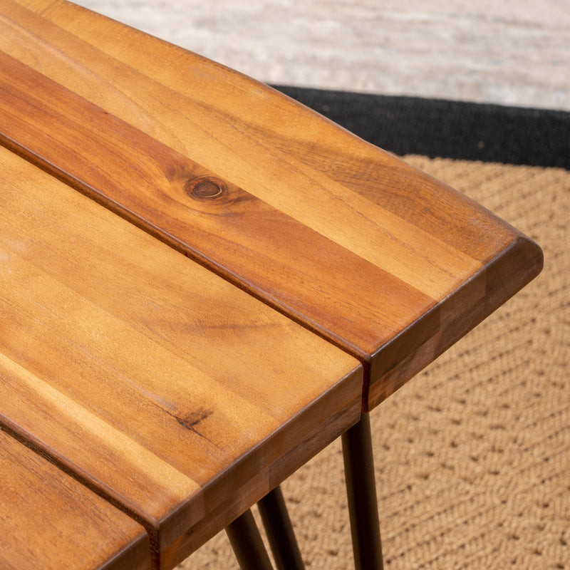 Zion - Outdoor Industrial Iron And Coffee Table - Teak - R&R Furniture Gallery (Fountain Valley, CA)