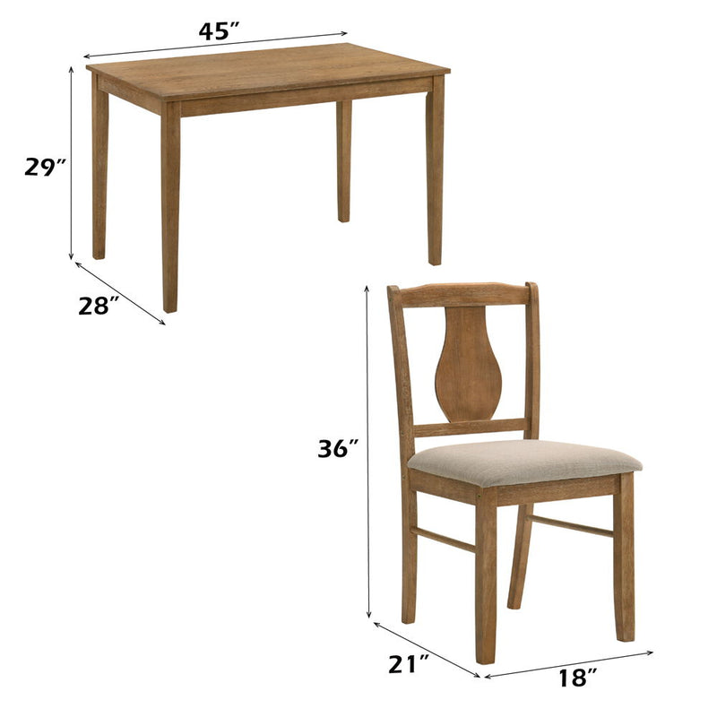 Kayee - 5 Piece Dining Set - Weathered Oak - R&R Furniture Gallery (Fountain Valley, CA)