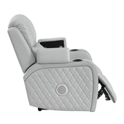 Elonzo - Power Motion Recliner With LED, Power Headrest & Speaker - Light Gray - R&R Furniture Gallery (Fountain Valley, CA)
