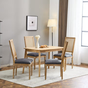 French Country Dining Chair With Rectangular Cane Backrest And Smooth Upholstered Seating - R&R Furniture Gallery (Fountain Valley, CA)