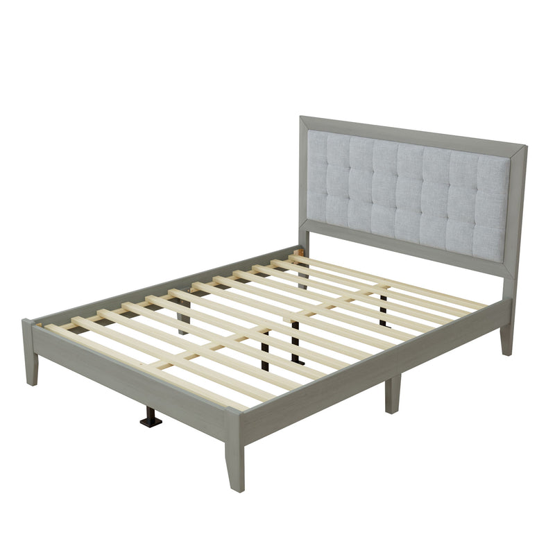 Mid Century Modern Platform Bed With Upholstered Headboard - R&R Furniture Gallery (Fountain Valley, CA)