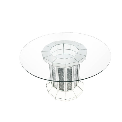 Noralie - Dining Table - Clear Glass Top & Mirrored & Faux Diamonds - R&R Furniture Gallery (Fountain Valley, CA)