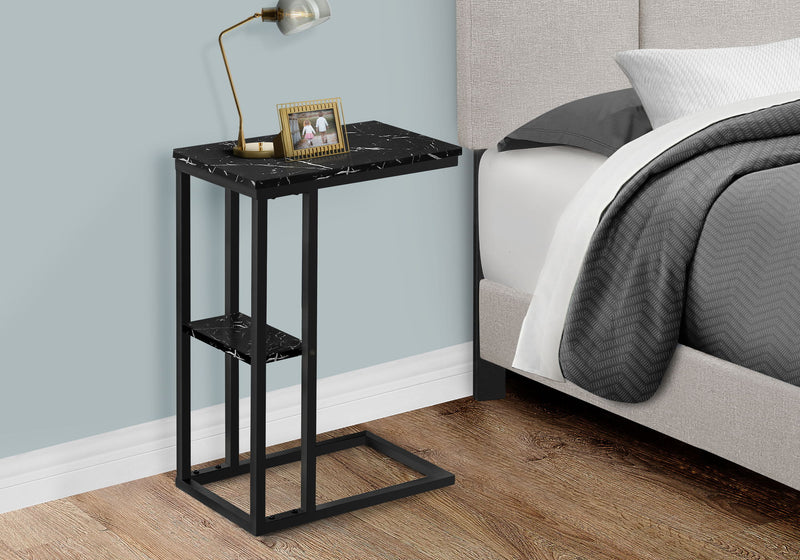 Accent Table, C - Shaped, Marble Look Contemporary & Modern Convenient Design - R&R Furniture Gallery (Fountain Valley, CA)