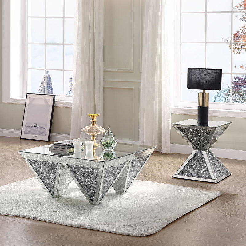 Noralie - End Table With Faux Diamonds - Mirrored - R&R Furniture Gallery (Fountain Valley, CA)