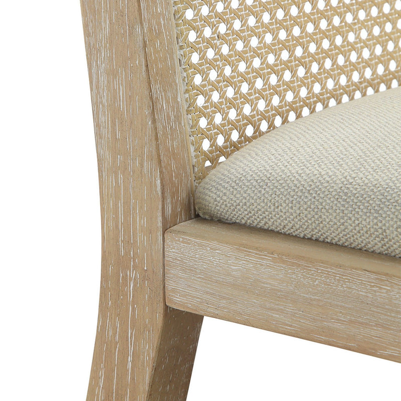 Dining Chair With Synthetic Cane Back And Upholstered Seat (Set of 2) - Natural - R&R Furniture Gallery (Fountain Valley, CA)