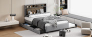 Upholstered Platform Bed With Storage Headboard, Trundle & 2 Drawers And A Set Of Sockets & USB Ports - R&R Furniture Gallery (Fountain Valley, CA)