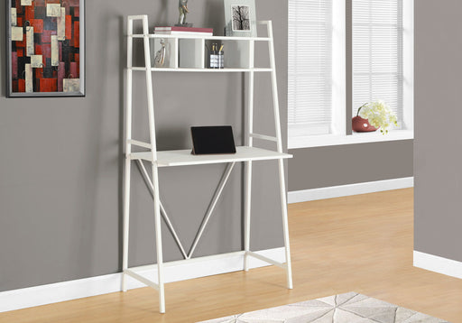 Computer Desk For Home Office, Laptop, Leaning, Storage Shelves, Contemporary & Modern - White - R&R Furniture Gallery (Fountain Valley, CA)