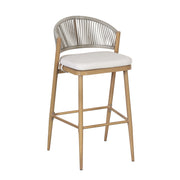 Outdoor Bar Height Metal Frame Counter Stools With Scallop Shaped Backrest & Water Resistant Cushions - R&R Furniture Gallery (Fountain Valley, CA)