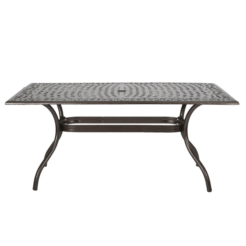 Celestine - Outdoor Cast Aluminum Dining Table With Floral Lattice Design And Umbrella Holder - R&R Furniture Gallery (Fountain Valley, CA)
