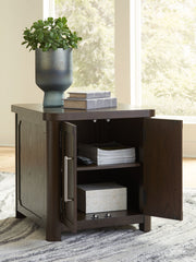 Breckington - Rectangular 2-door End Table - Dark Brown - R&R Furniture Gallery (Fountain Valley, CA)