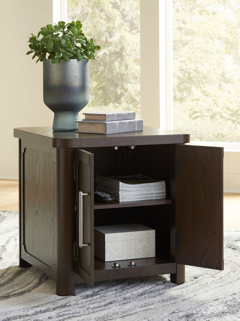 Breckington - Rectangular 2-door End Table - Dark Brown - R&R Furniture Gallery (Fountain Valley, CA)