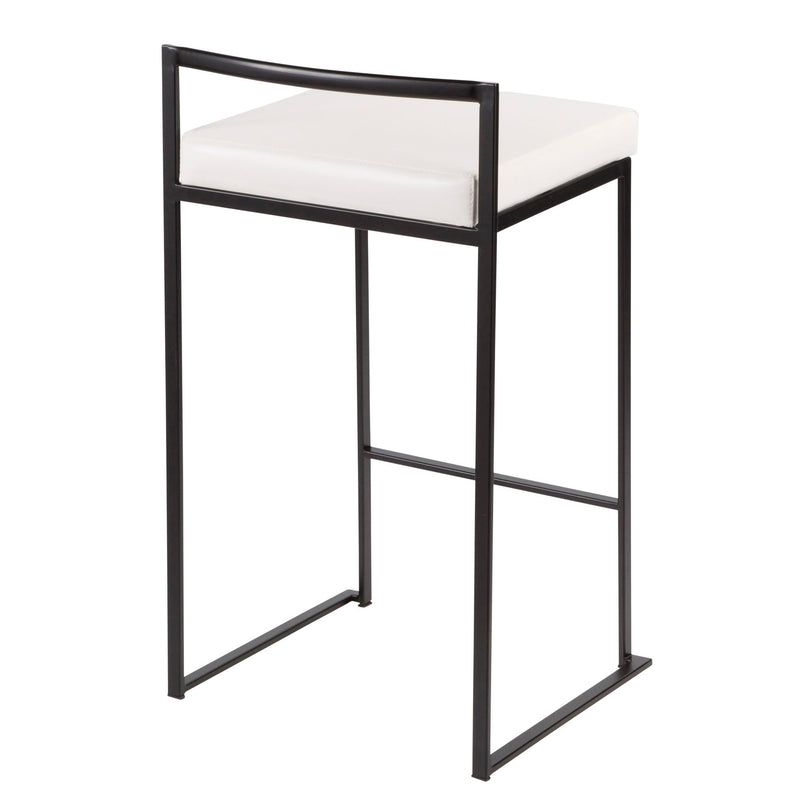 Lumi Source Fuji contemporary stackable counter stool set with sleek modern design and wooden legs, shown in a stylish dining setting.