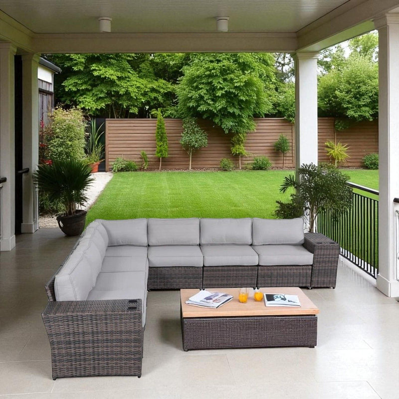 Modern Rattan Wicker Seating Group With Cushions - R&R Furniture Gallery (Fountain Valley, CA)