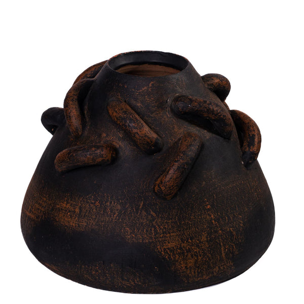 Visha - Roped Vase - Dark Terracotta