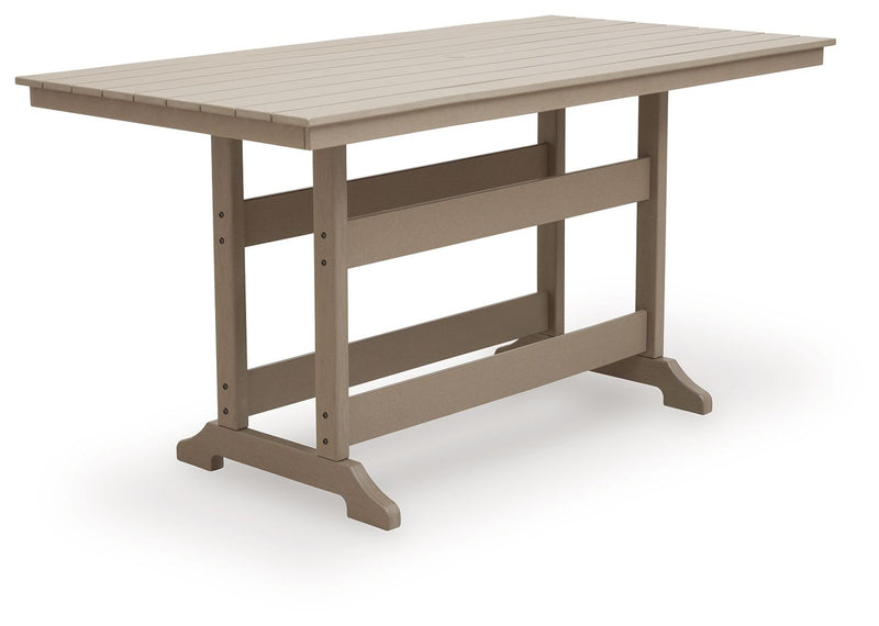 Seacliff Beach - Rectangular Counter Height Dining Table With Umbrella Option - Medium Brown - R&R Furniture Gallery (Fountain Valley, CA)