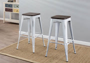 Lumi Source Oregon contemporary barstool set of 2 with sleek modern design and wooden legs, ideal for kitchen or bar area.