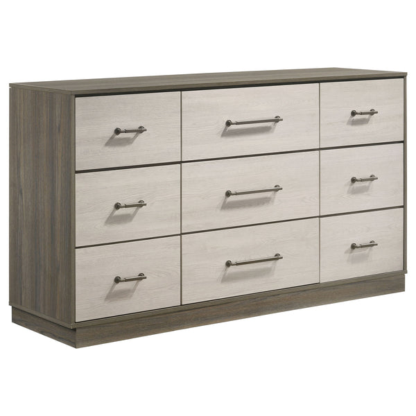 Edmondson - 9 Drawer Dresser With Hidden Jewelry Tray - Natural / Gray