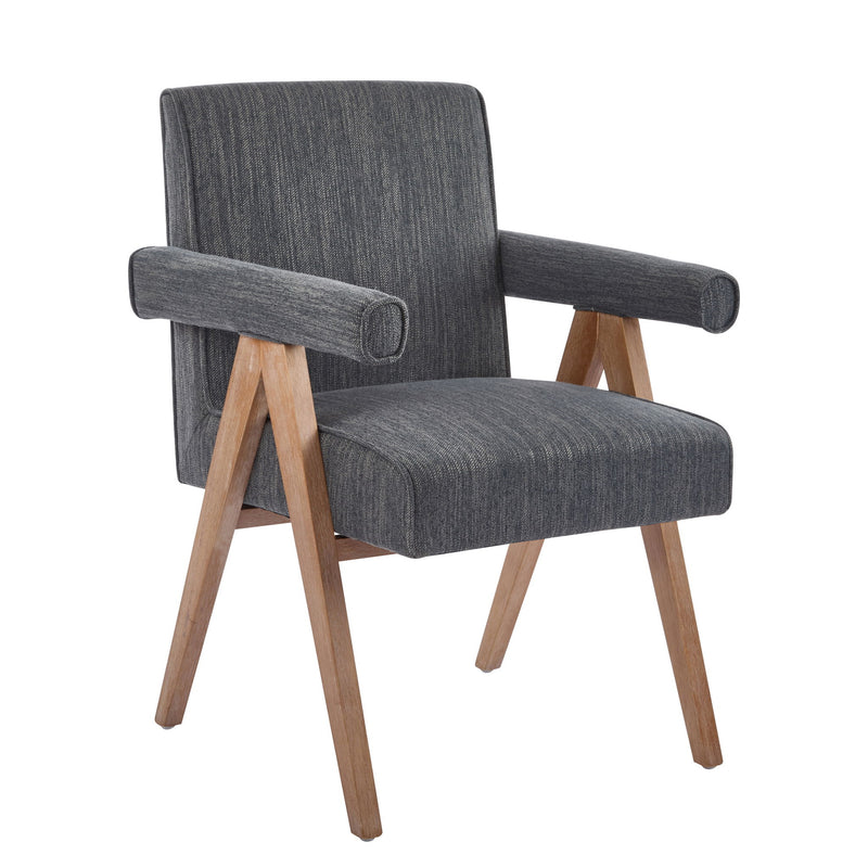 Contemporary Poppy Fabric Dining Armchair With Rubberwood Legs - R&R Furniture Gallery (Fountain Valley, CA)