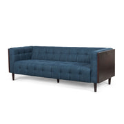 Contemporary Noble House mid-century 3-seater sofa with button tufted waffle stitching and plush upholstered cushions.