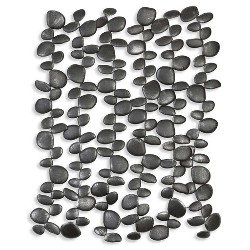 Uttermost black forged iron wall art featuring skipping stones design, perfect for modern home decor.