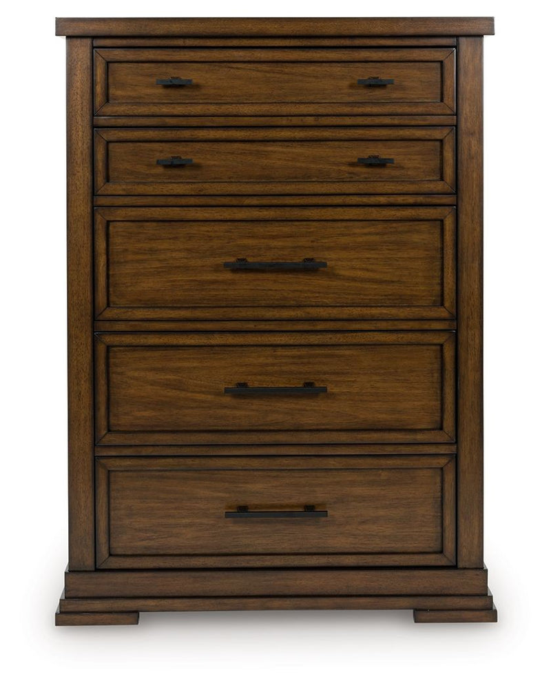 Taffenbrook - Five Drawer Chest - Medium Brown - R&R Furniture Gallery (Fountain Valley, CA)