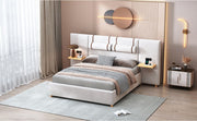 Upholstered Platform Bed, 2 Outlets And USB Charging Ports On Both Sides, 2 Bedside Pillows, Storage Shelves - R&R Furniture Gallery (Fountain Valley, CA)
