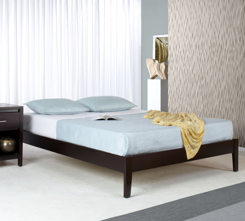 Nevis California King Size Simple Platform Bed in Espresso