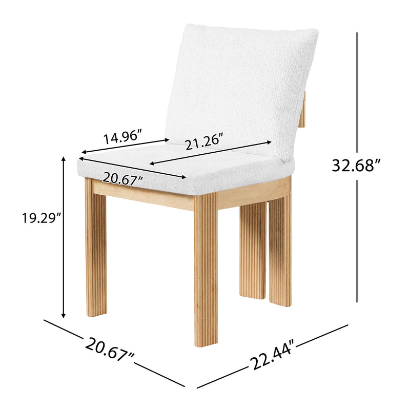 Set of two Noble House indoor dining chairs with wood legs and upholstered seats, modern design for kitchen or dining room.
