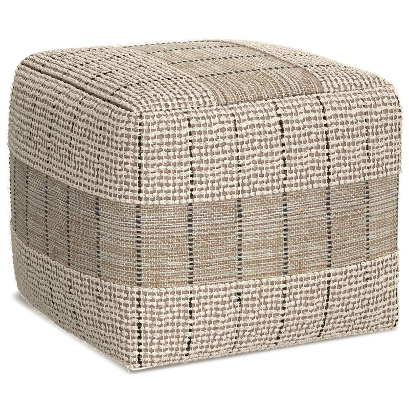Elmer - Square Woven Pouf - Natural / Gray - R&R Furniture Gallery (Fountain Valley, CA)