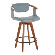 Lumi Source Oracle mid-century modern counter stool with wooden legs and upholstered seat, 24-27 inch counter height.