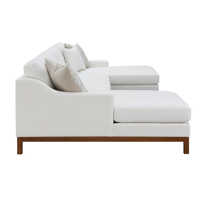 Valiant - Sectional Sofa With 4 Pillows - Ivory Chenille - R&R Furniture Gallery (Fountain Valley, CA)