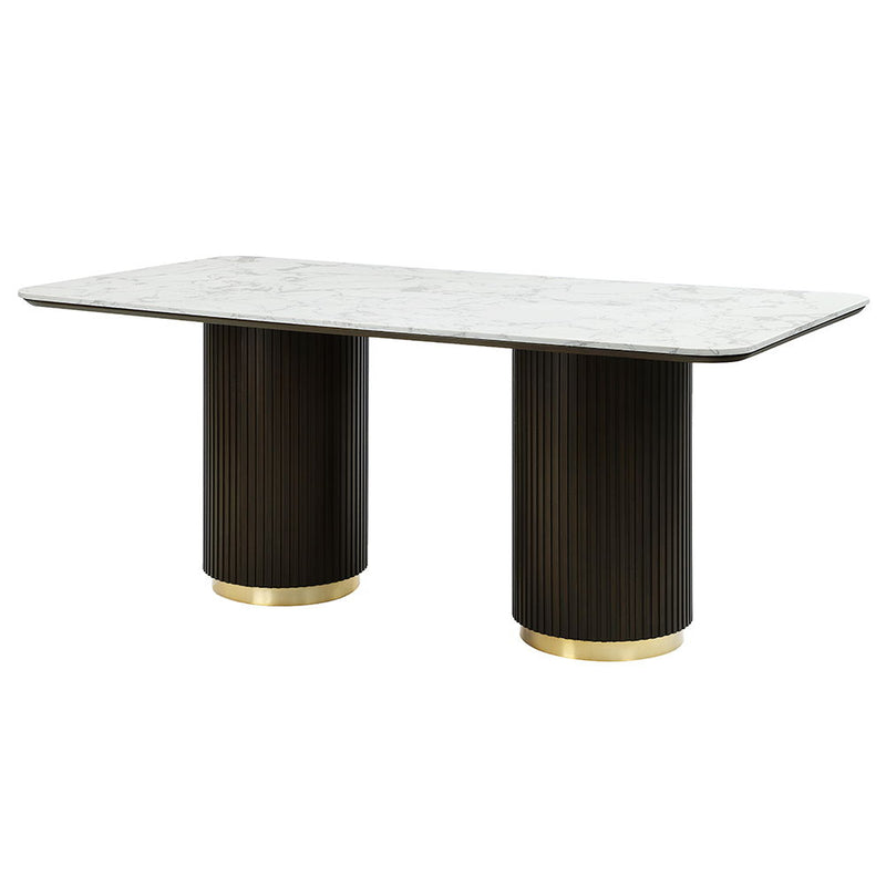 Clayten - Dining Table With Marble Top - White Natural Marble Top & Espresso - R&R Furniture Gallery (Fountain Valley, CA)